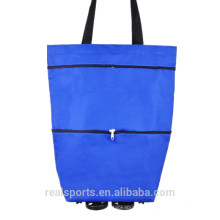 Plain Trend Hot Sale Supermarket Shopping Bags With Wheels Women Shopping Bags Folded